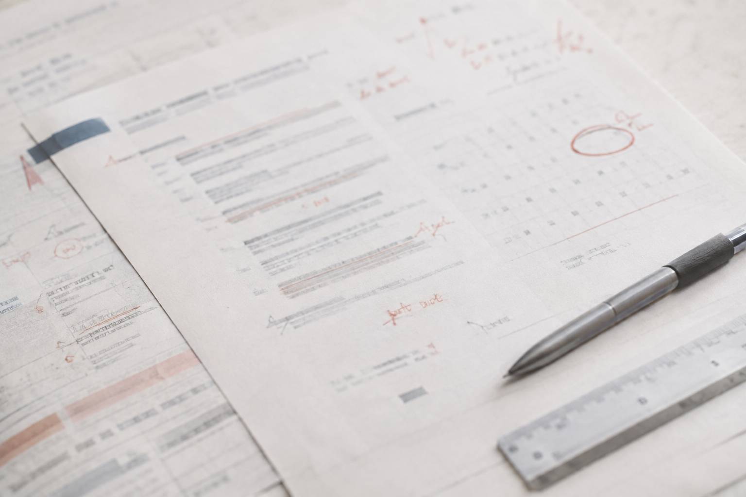 Calendrier avec une date entourée au crayon près d'un procès-verbal flou
